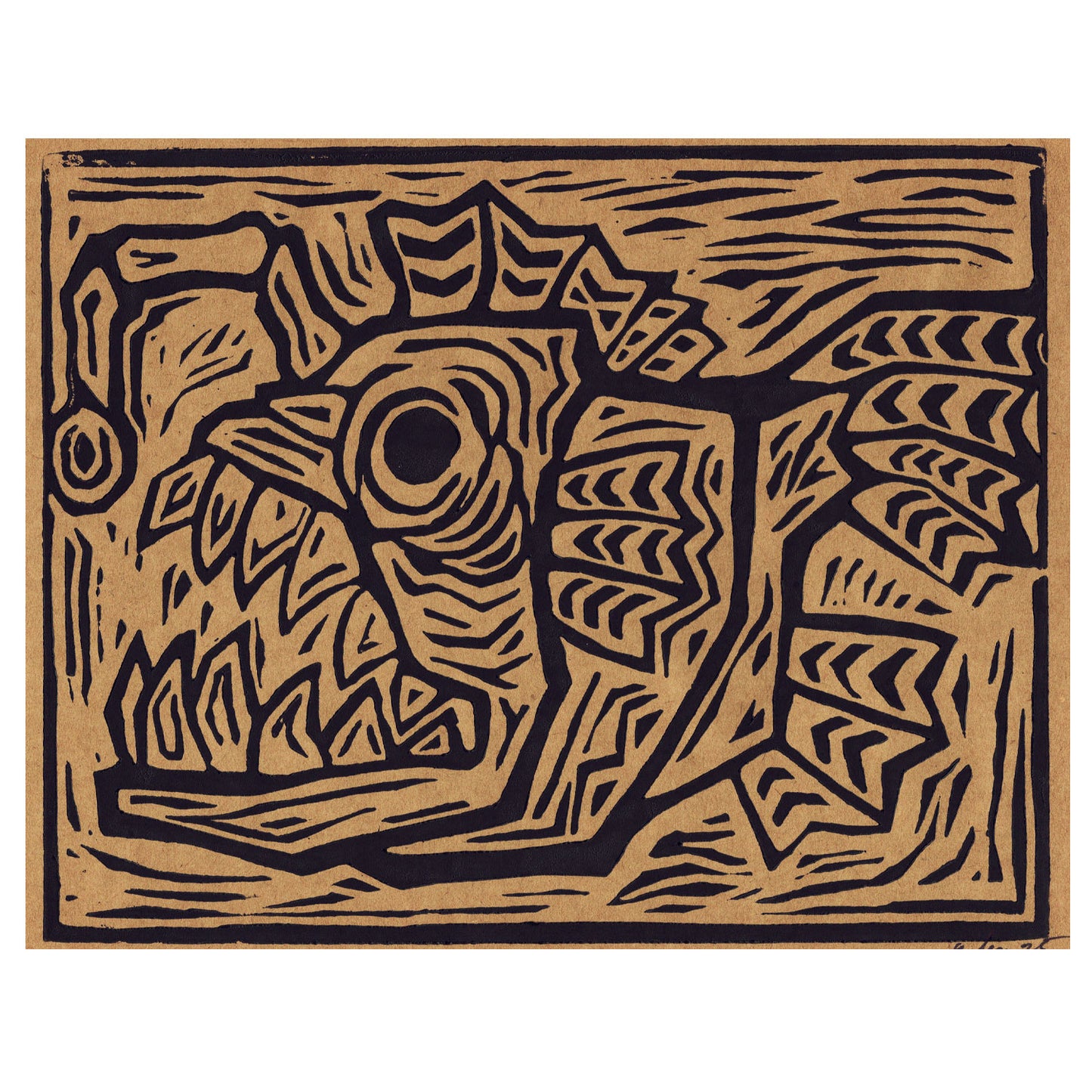 Linoleum Block Print - Angler