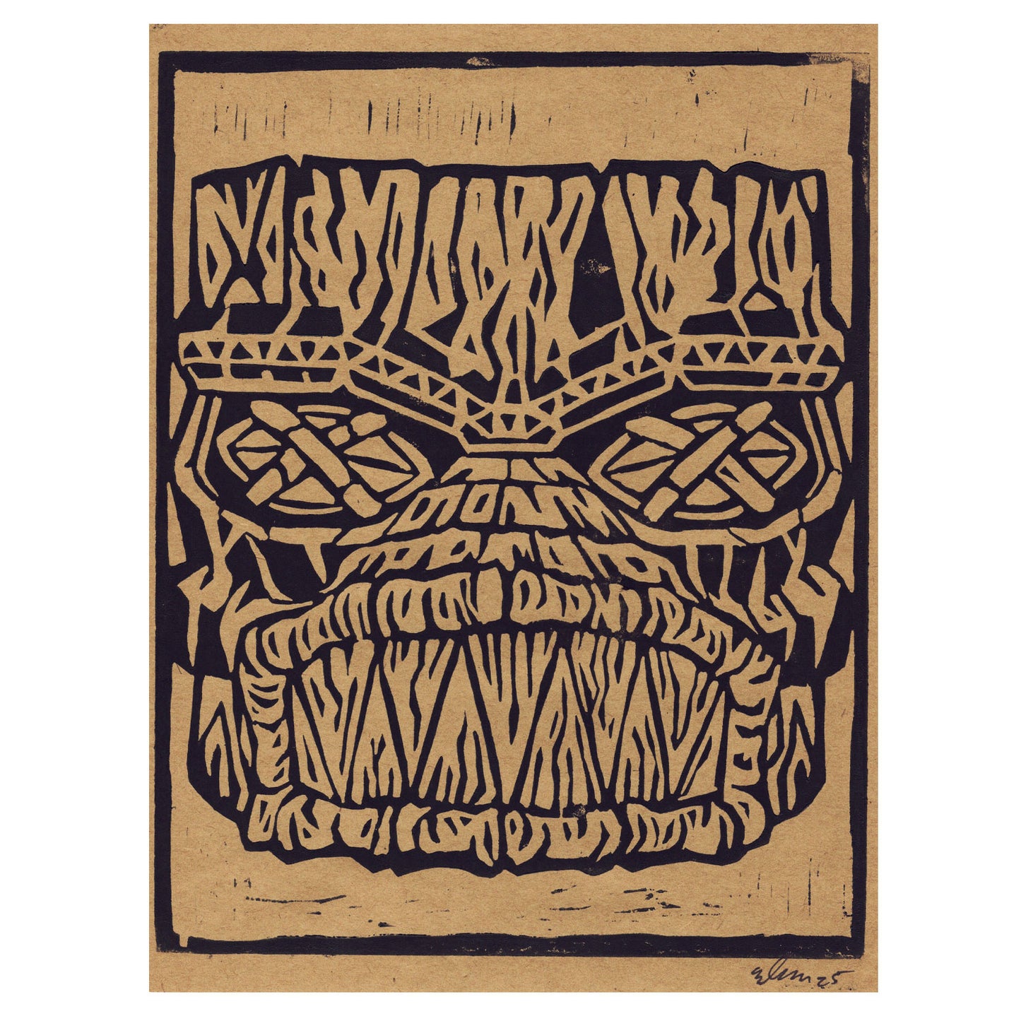 Linoleum Block Print - Creature Icon