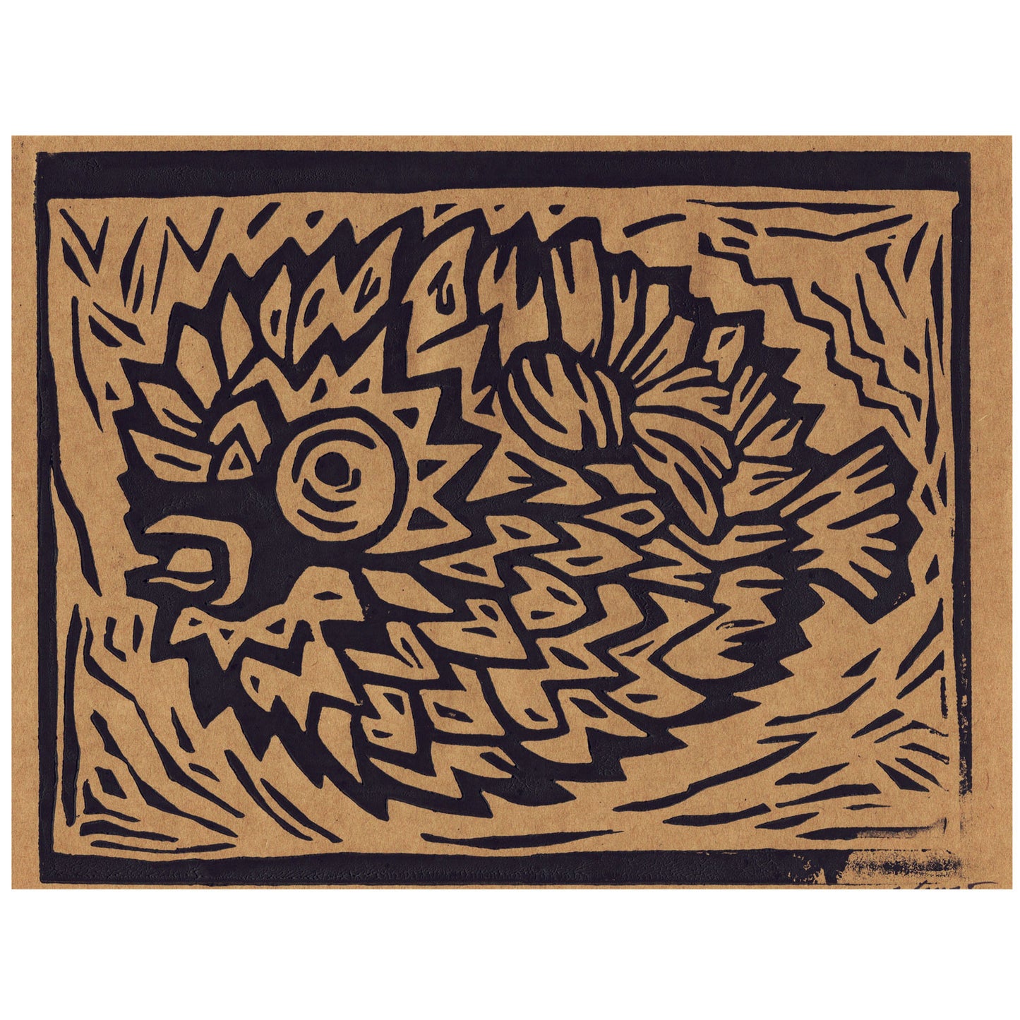 Linoleum Block Print - Puffer