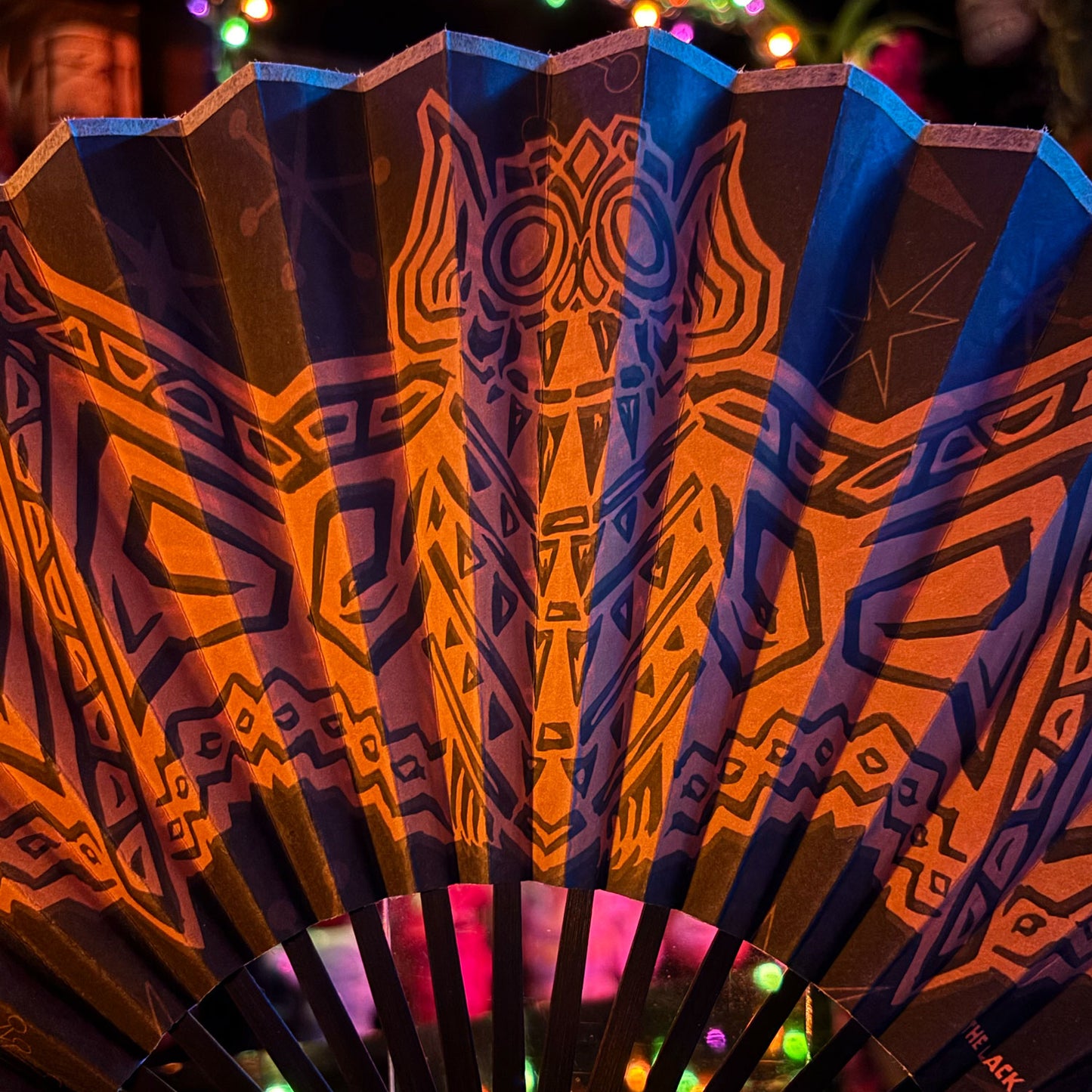 Tiki Bat Bamboo & Paper Accordion Hand Fan