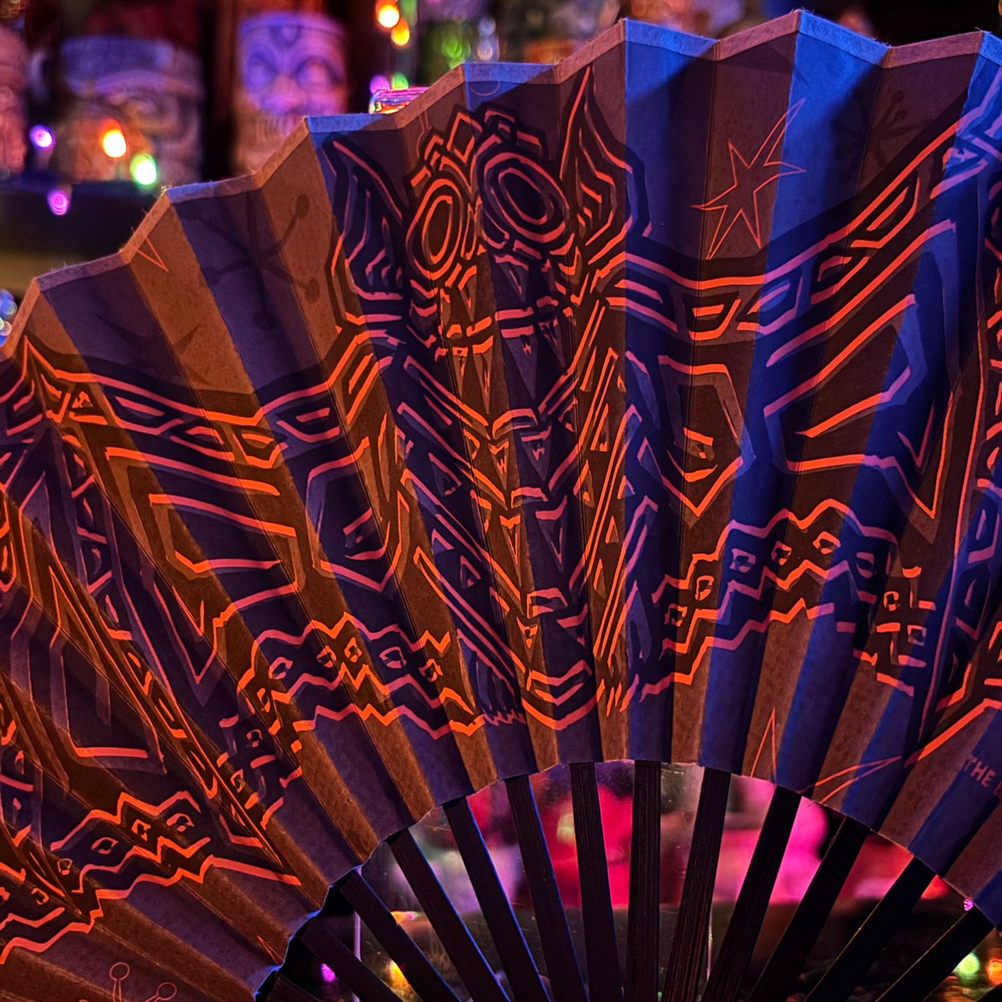 Tiki Bat Bamboo & Paper Accordion Hand Fan