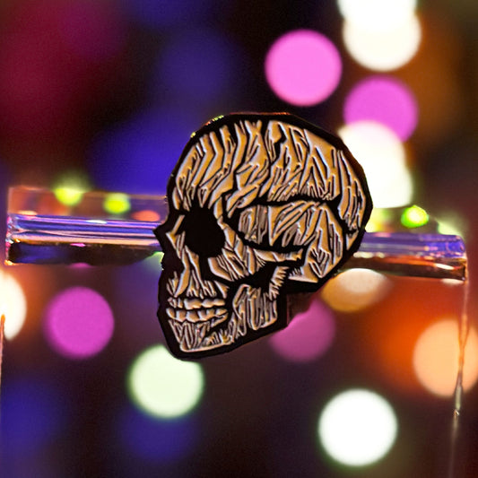Skull Enamel Pin - Black & White