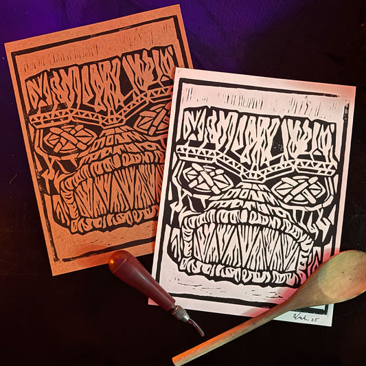 Linoleum Block Print - Creature Icon