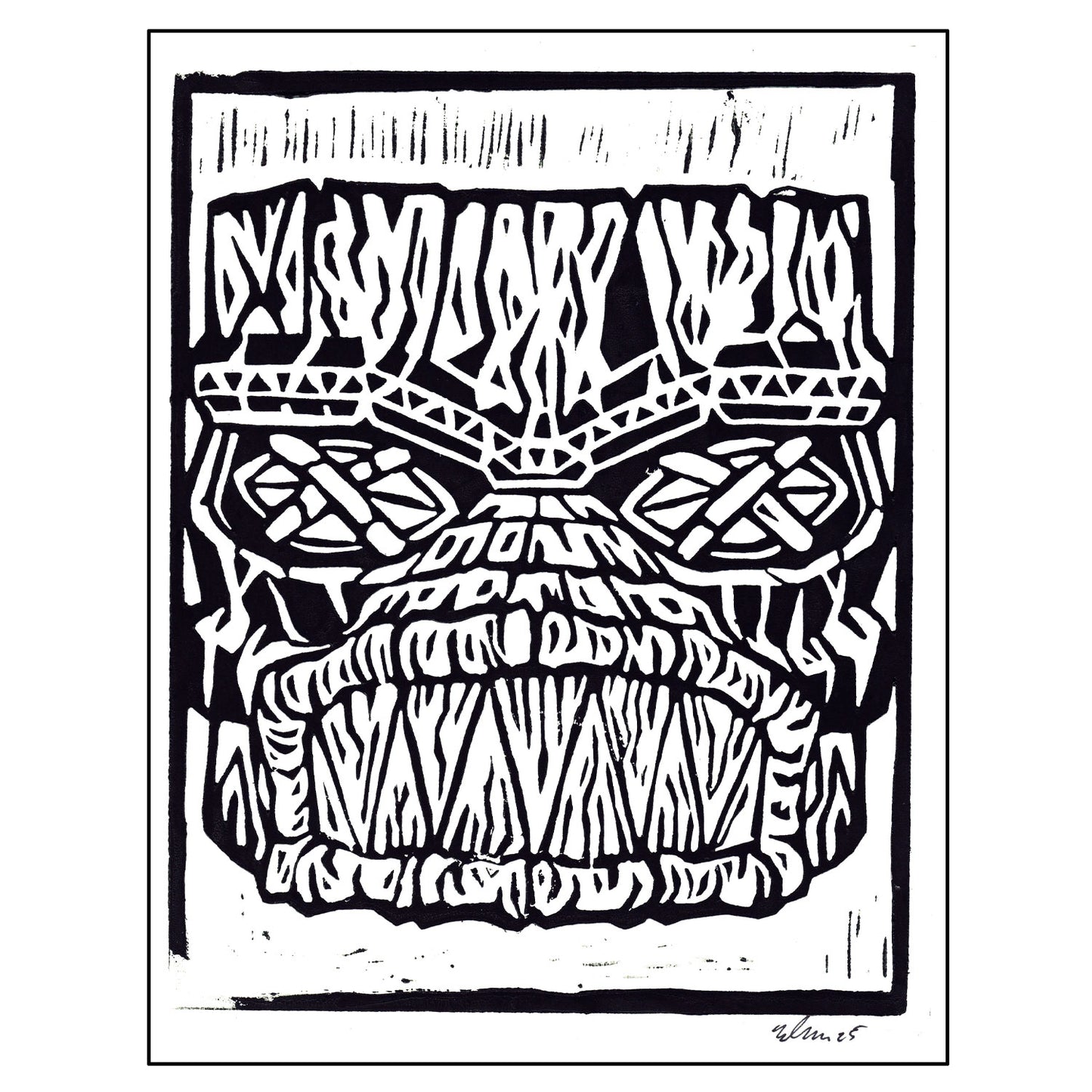 Linoleum Block Print - Creature Icon