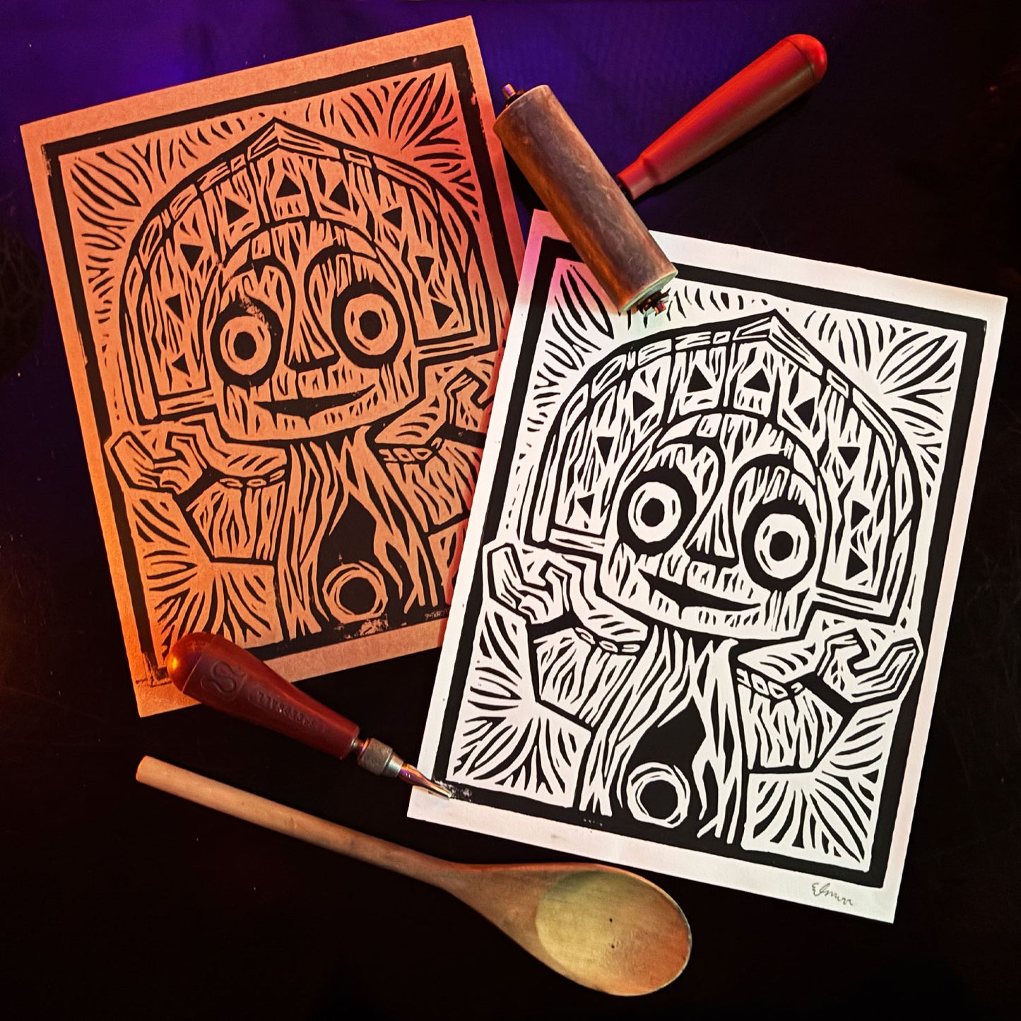 Linoleum Block Print - Maui