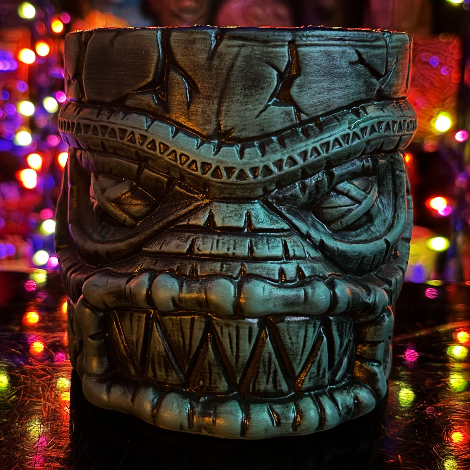 Munktiki Imports The Black Lagoon Brooklyn Creature Idol Horror Tiki Goth Tiki Creepy Tiki Mug in Grayskull  Green