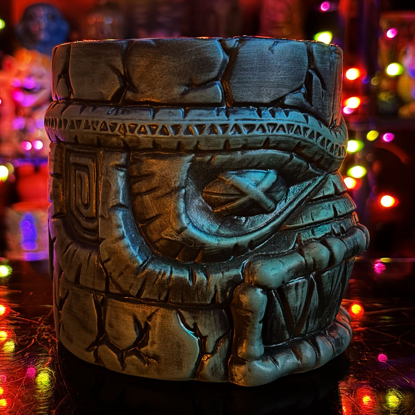 Munktiki Imports The Black Lagoon Brooklyn Creature Idol Horror Tiki Goth Tiki Creepy Tiki Mug in Grayskull  Green