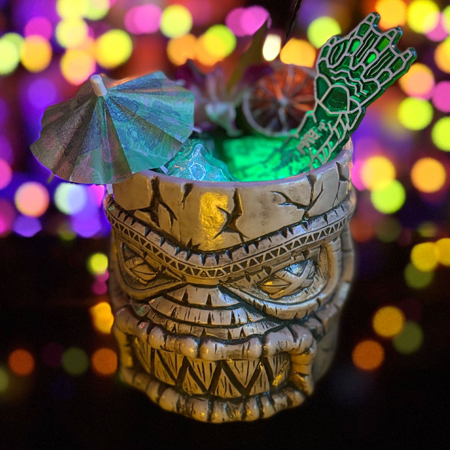 Munktiki Imports The Black Lagoon Brooklyn Creature Idol Horror Tiki Goth Tiki Creepy Tiki Mug in Gaseous Green