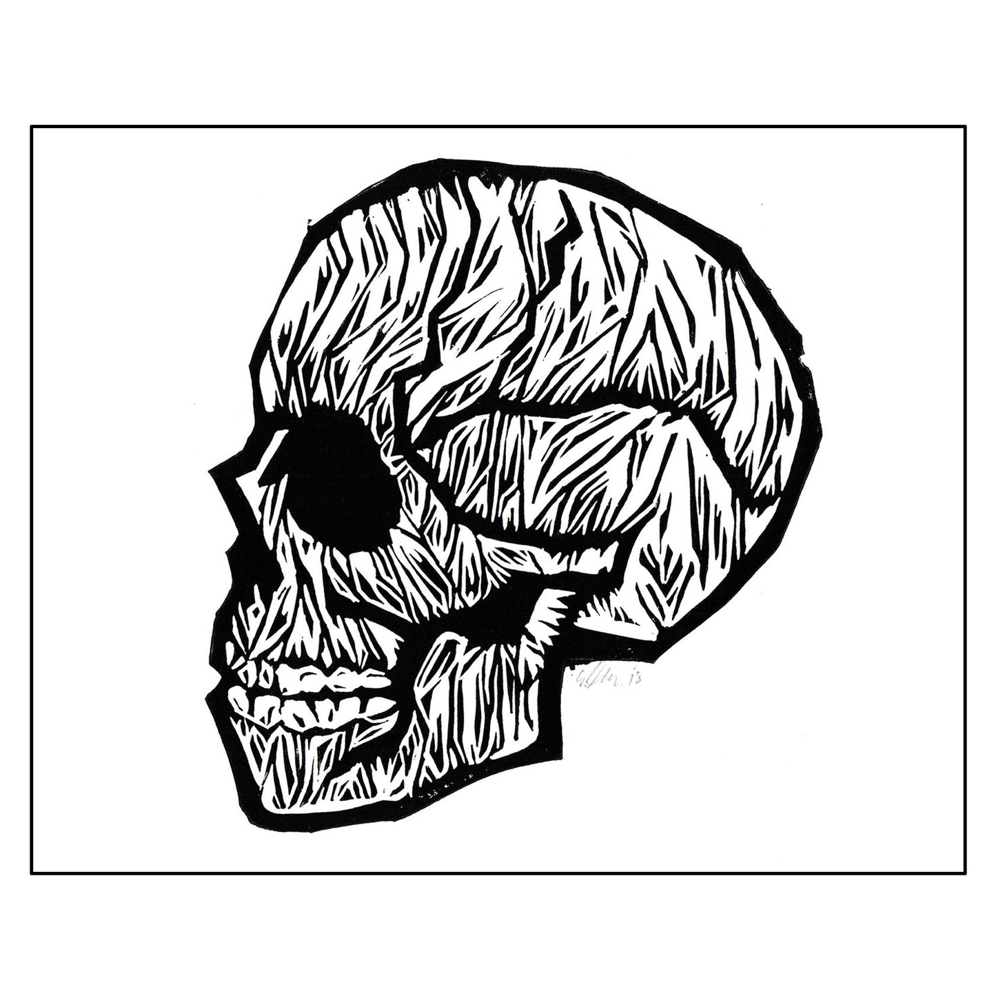 Linoleum Block Print - Skull