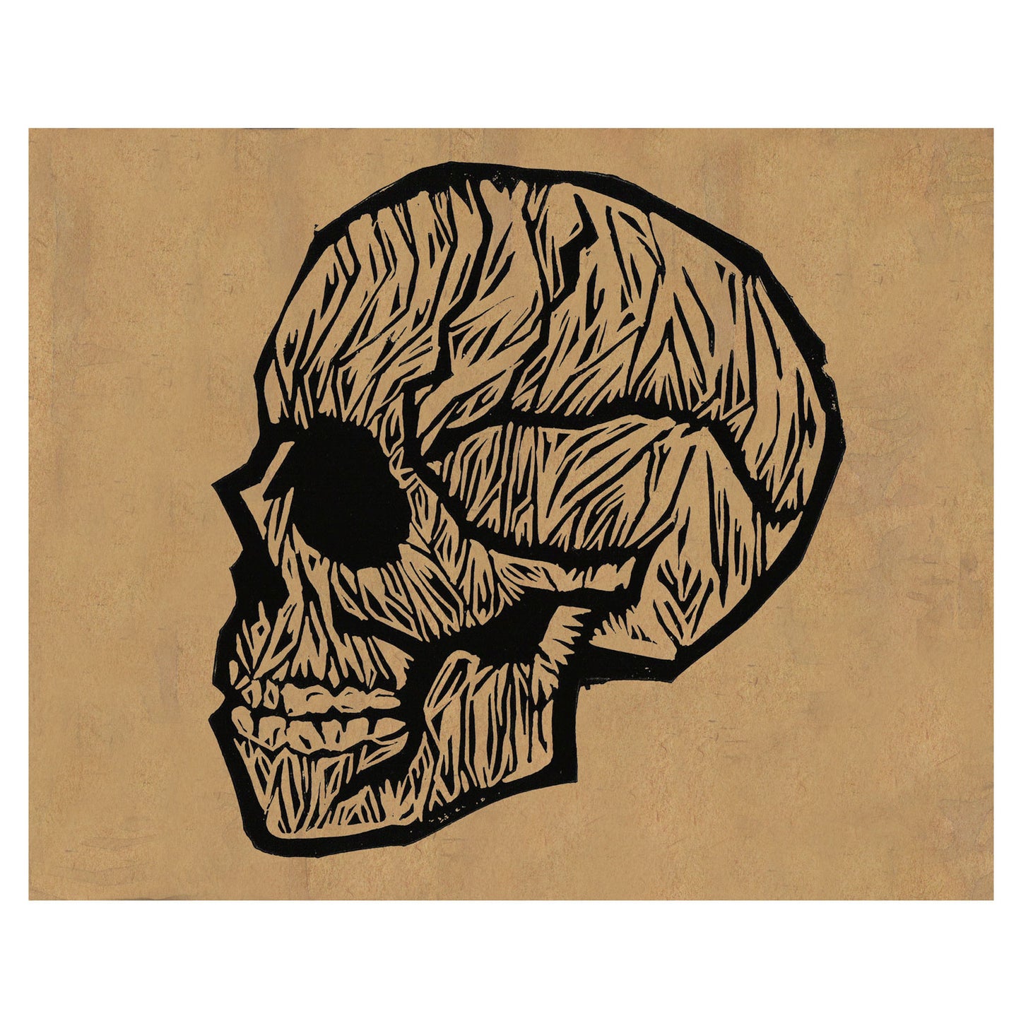 Linoleum Block Print - Skull
